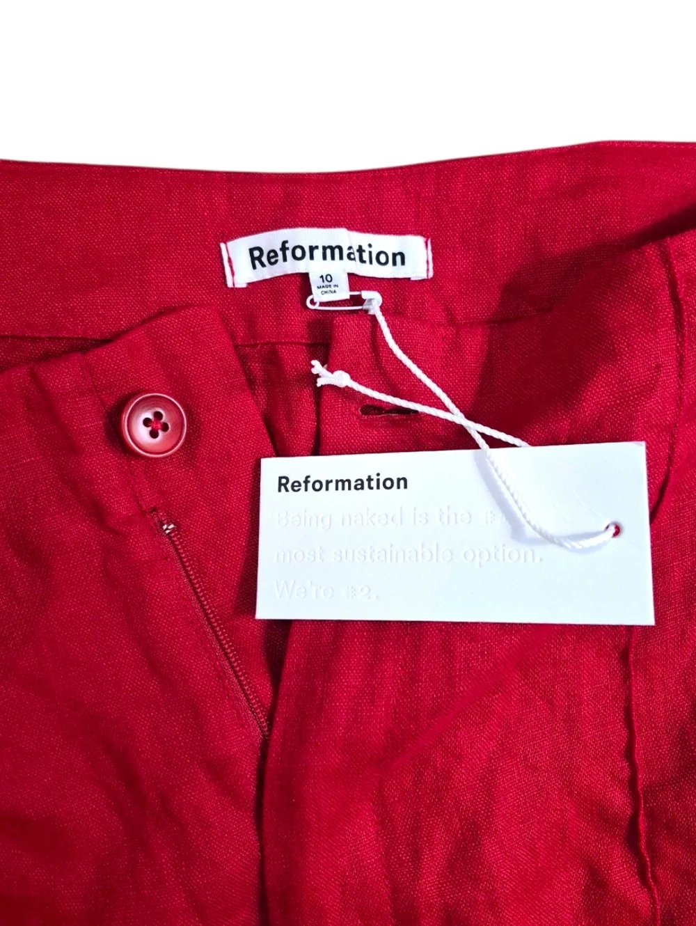 REFORMATION Silvie Linen Wide Leg Pants In Lipstick Red Size 10